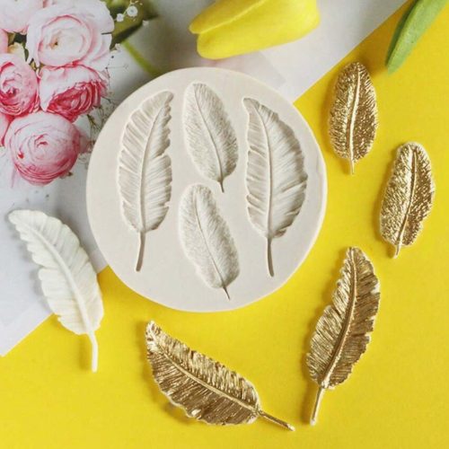 Szilikon fondant és marcipán mintázó – Madár toll, apró levél
