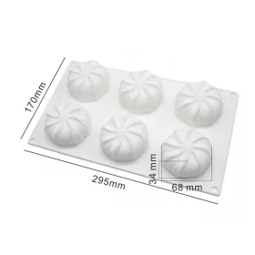   6 részes szilikon forma, mousse forma – Habcsók, csavart gömb 