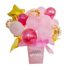   23 darabos asztali lufi dekoráció szett – Happy Birthday – Rózsaszín 