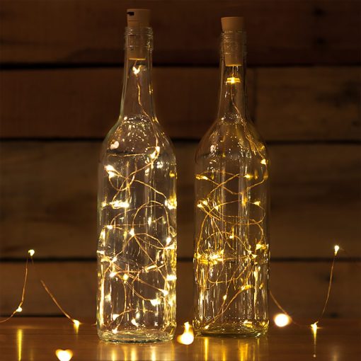 Dekorációs LED égősor – Borosüveg dugó fényfüzér - Melegfehér