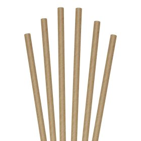   25 darabos natúr papír szívószál – Barna – Vékony 6 mm