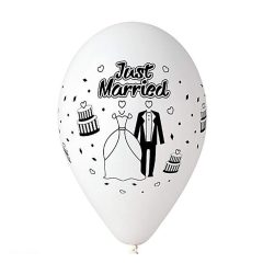   5 darabos latex lufi szett – Fehér – Just Married felirattal 