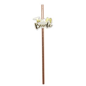   12 darabos papír szívószál – Lánybúcsú – Team Bride – Rose Gold