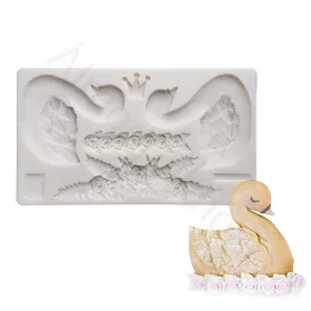   Szilikon fondant és marcipán mintázó – Hattyú rózsákkal