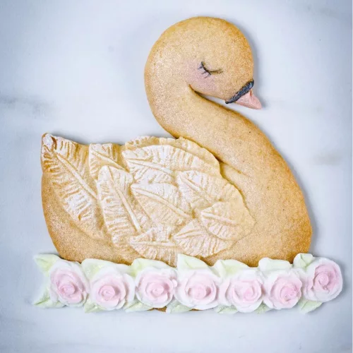 Szilikon fondant és marcipán mintázó – Hattyú rózsákkal