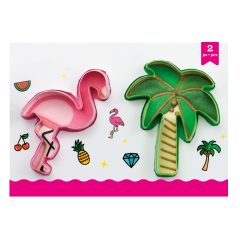   2 darabos műanyag süteménykiszúró – Flamingó és pálmafa