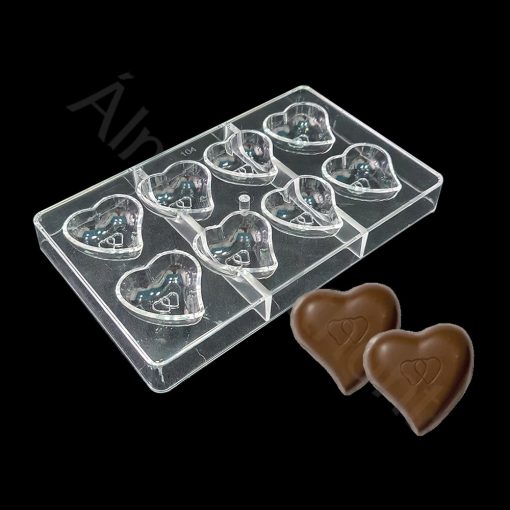 Polikarbonát csokoládé és bonbon forma – Szív szívecskékkel