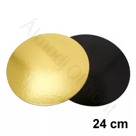   Kétoldalas torta alátét, torta tálca – Arany és fekete színű – 25 cm