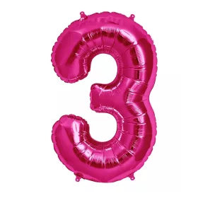 Óriás szám fólia lufi – 3 – Rózsaszín - Pink