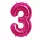 Óriás szám fólia lufi – 3 – Rózsaszín - Pink