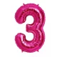 Óriás szám fólia lufi – 3 – Rózsaszín - Pink