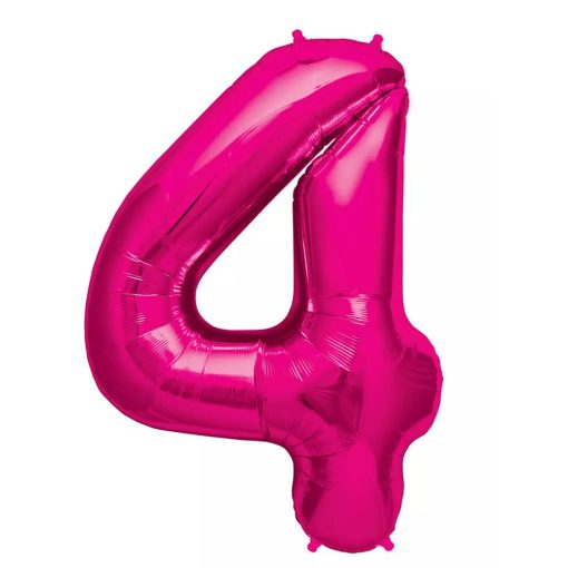 Óriás szám fólia lufi – 4 – Rózsaszín - Pink