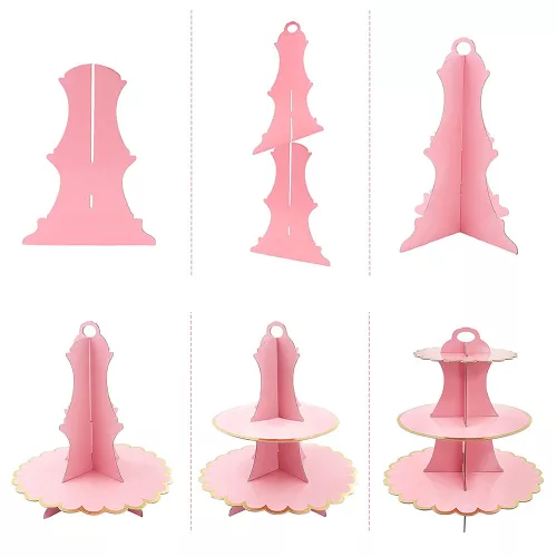 Papír sütemény és muffin állvány – Fehér és arany