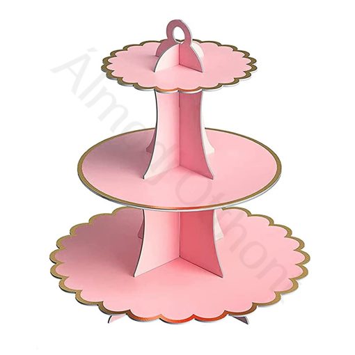 Papír sütemény és muffin állvány – Rózsaszín és arany