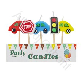 5 darabos születésnapi gyertya – Autó és jelzőlámpa
