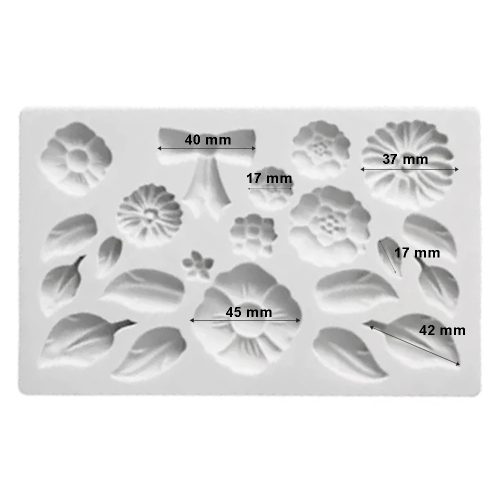 Szilikon fondant és marcipán mintázó – Virágok, levelek és masni 