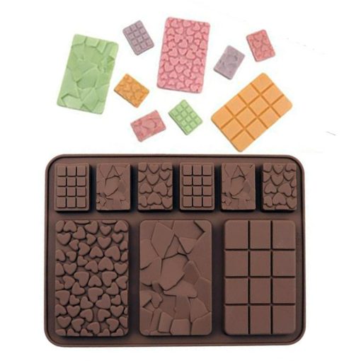 Szilikon csokoládé forma – Táblás csokoládék – 3 nagy és 6 kicsi csokoládé