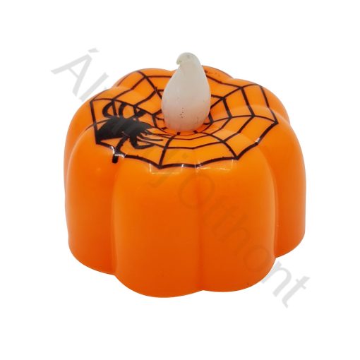 Halloween-i tök alakú LED-es teamécses – Tök pókkal