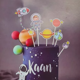   6 darabos torta dekoráció, torta beszúró – Űrutazás, asztronauta