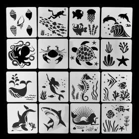   16 darabos torta sablon, stencil – Óceán, tenger élővilága és sellők