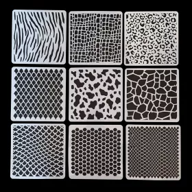   9 darabos torta sablon, stencil – Állat szőr és bőr minta