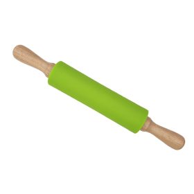 Szilikon sodrófa, nyújtófa fa nyéllel - 38 cm