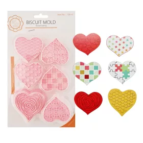   6 darabos műanyag süteménykiszúró és nyomda – Szívek