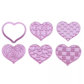   6 darabos műanyag süteménykiszúró és nyomda – Szívek