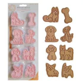   8 darabos műanyag süteménykiszúró és nyomda – Kutyák csonttal 