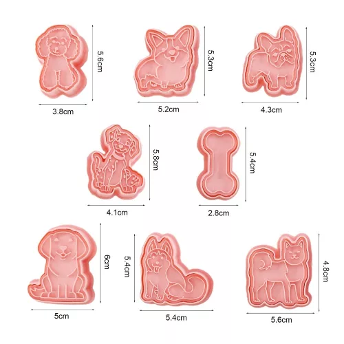 8 darabos műanyag süteménykiszúró és nyomda – Kutyák csonttal 