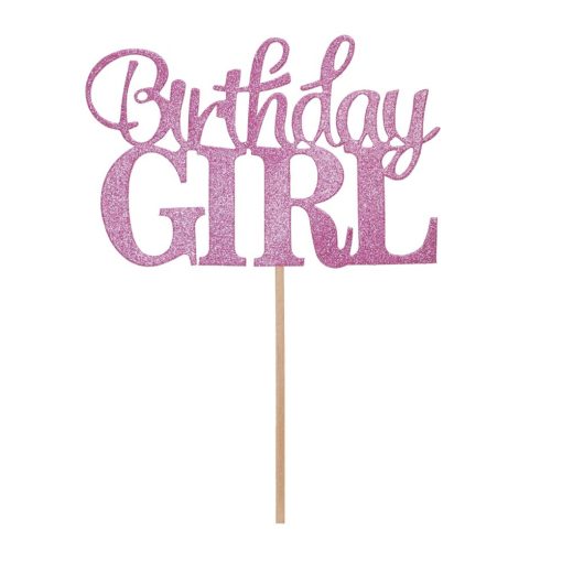 Torta dekoráció, torta beszúró – Birthday Girl felirattal
