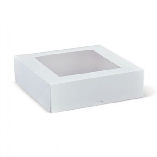 Ablakos süteményes doboz – Fehér – 14 cm × 20 cm