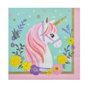 16 darabos papír szalvéta – Unikornis virágokkal