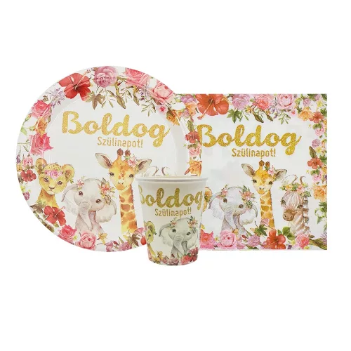 16 darabos papír szalvéta – Állatok virágokkal