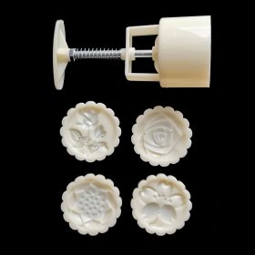 4 részes kör alakú mooncake mintázó – Virágok