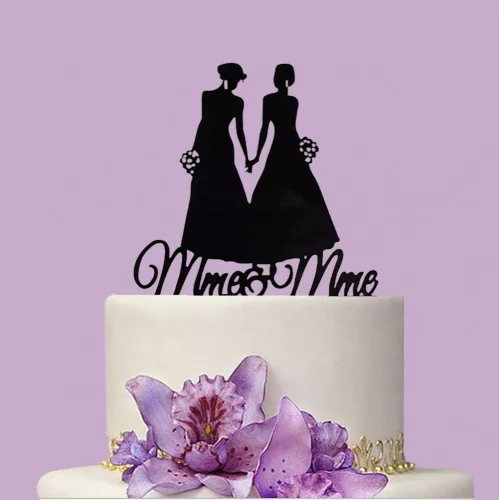 Esküvői tortadísz, tortadekoráció – Női pár – Mme & Mme