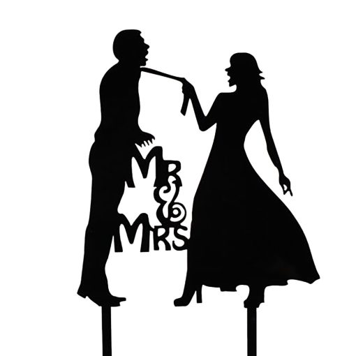 Esküvői tortadísz, tortadekoráció – Nászpár – Mr & Mrs nyakkendővel