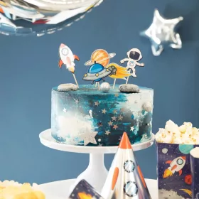   7 darabos papír tortadekoráció – Kozmosz – Űrutazás 