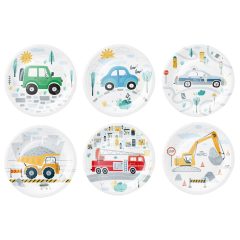 6 darabos papír tányér – Autók és munkagépek 
