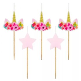 5 darabos születésnapi gyertya – Unikornis
