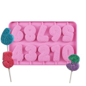   10 részes szilikon nyalóka és jégkrém forma – Számok rózsákkal