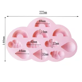   Szilikon fondant és marcipán mintázó – Felhő, szivárvány és esőcsepp mintával