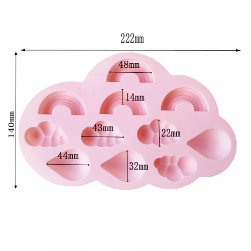 Szilikon fondant és marcipán mintázó – Felhő, szivárvány és esőcsepp mintával