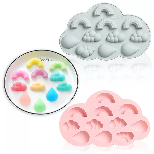 Szilikon fondant és marcipán mintázó – Felhő, szivárvány és esőcsepp mintával
