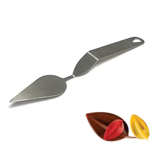 Tortaformázó és csokoládé levéldísz készítő fém spatula - Csepp