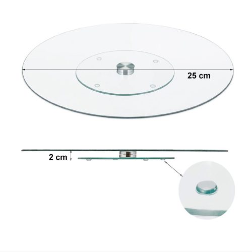 Forgatható üveg tortaállvány – 25 cm