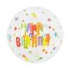 Gömb alakú buborék lufi – 50 cm – Happy Birthday csillagokkal