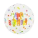 Gömb alakú buborék lufi – 50 cm – Happy Birthday csillagokkal