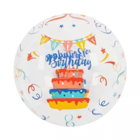   Gömb alakú buborék lufi – 50 cm – Happy Birthday torta