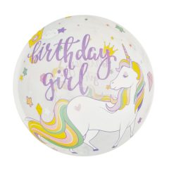   Gömb alakú buborék lufi – 50 cm – Birthday Girl - Unikornis